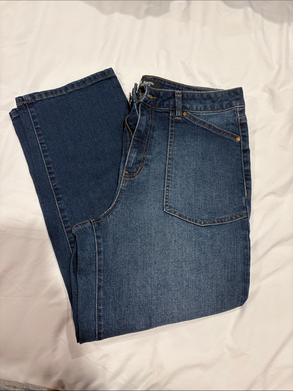 d. jeans Women's Cropped Dark Blue Barrel Leg Denim Ankle Jeans